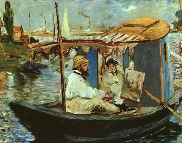 Eduard Manet Claude Monet working on his boat in Argenteuil